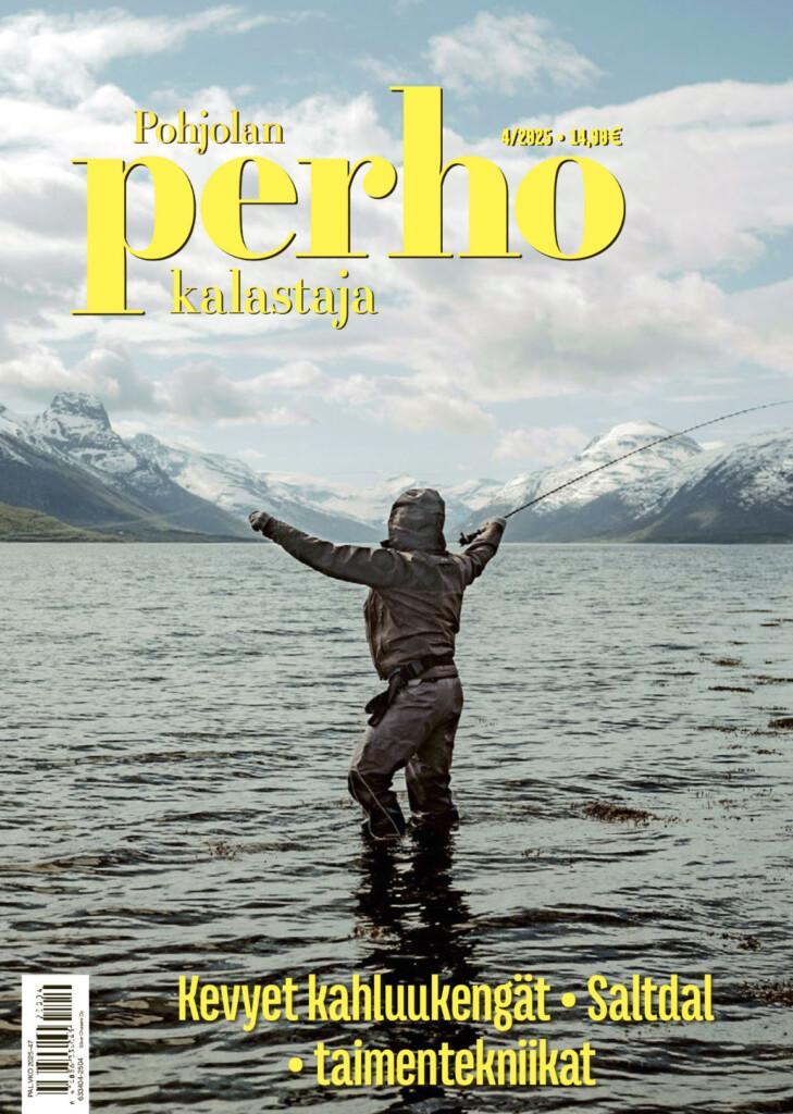Pohjolan Perhokalastaja numero 4-2025 kansi jossa heitetään perhoa Norjan vuonolla